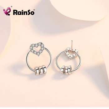 

Rainso New S925 Sterling Silver Earrings Korean Romantic Zircon Stud Earrings Heart Design Earrings for Women Jewelry 2019