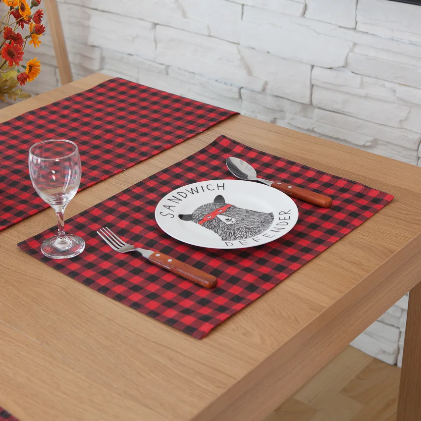 European Simple Plaid Cotton Linen Placemats Bar Mat Plate Mat