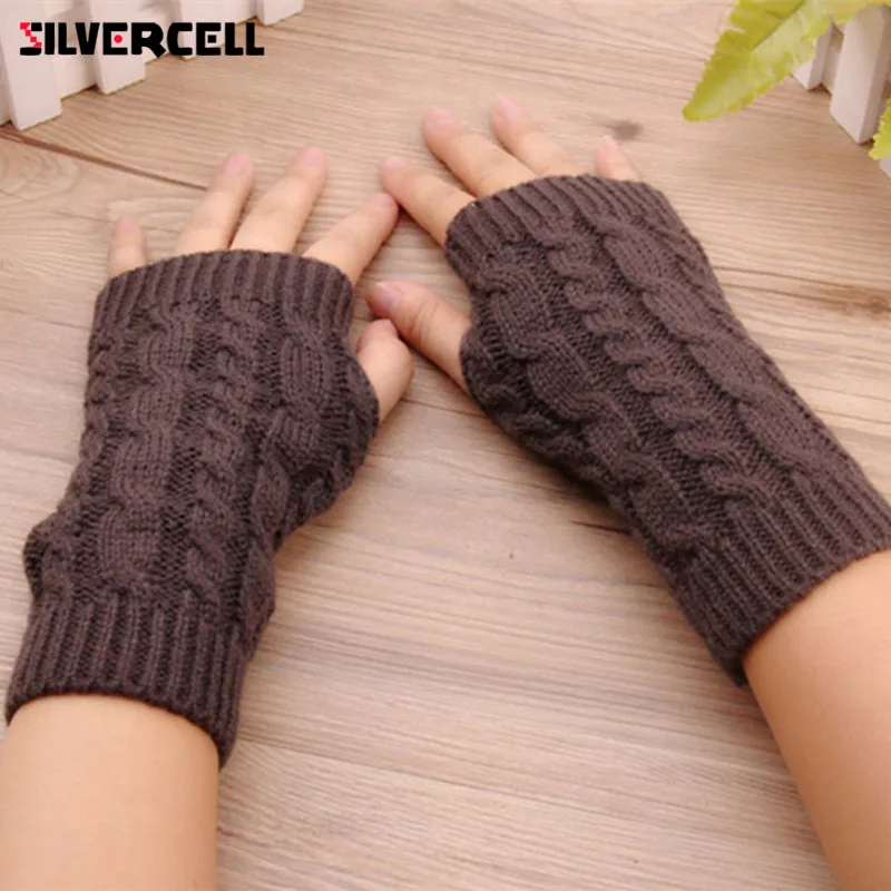 Winter Keep Warm High Elastic Fingerless Arm Warmers Solid Arm Sleeve For Woman Twist The Short