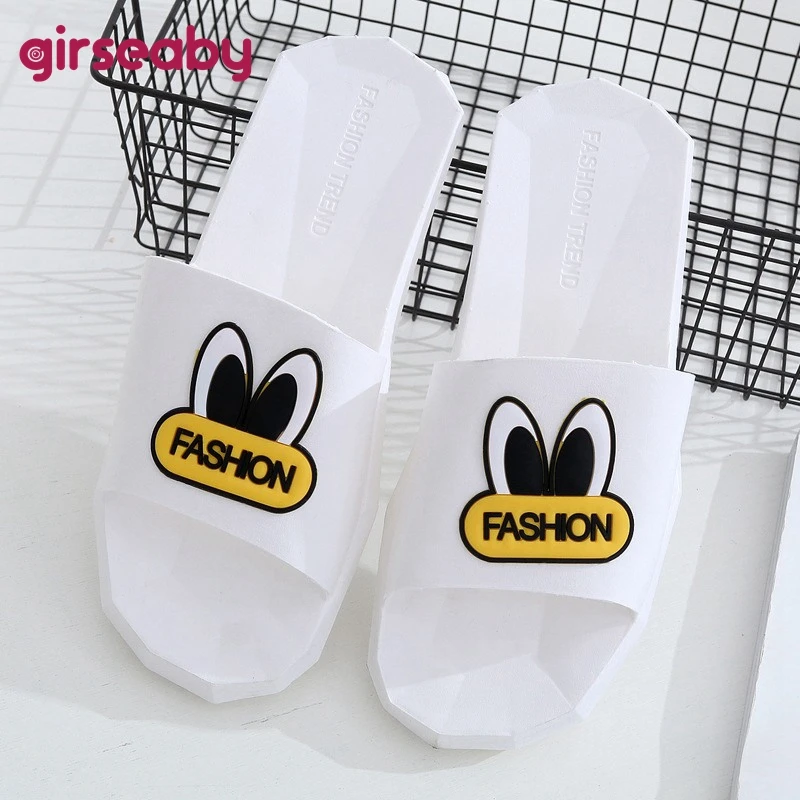 

Girseaby Women Beach slippers Cartoon Summer slides unisex Home Flat zapatos de mujer indoor outdoor Flip Flops Bathroom