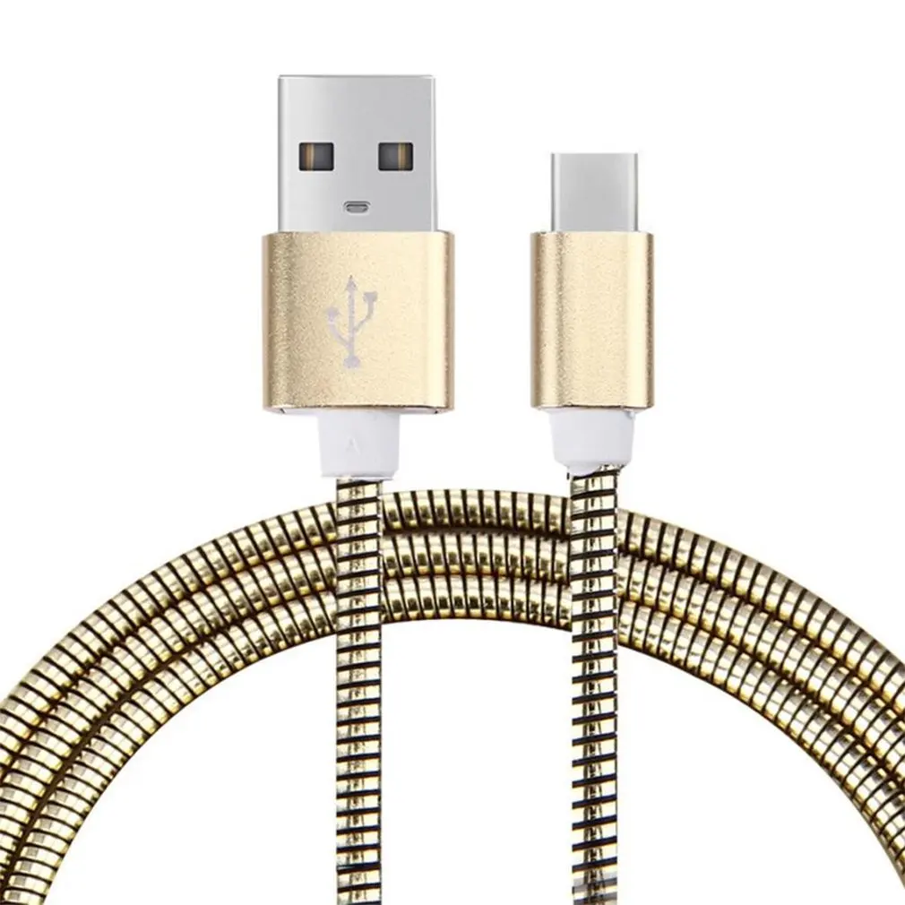 

Anti-Winding Spring Metal Hose USB Charger Universal Date Cable Portable Smart Phone Charging Cord For Android
