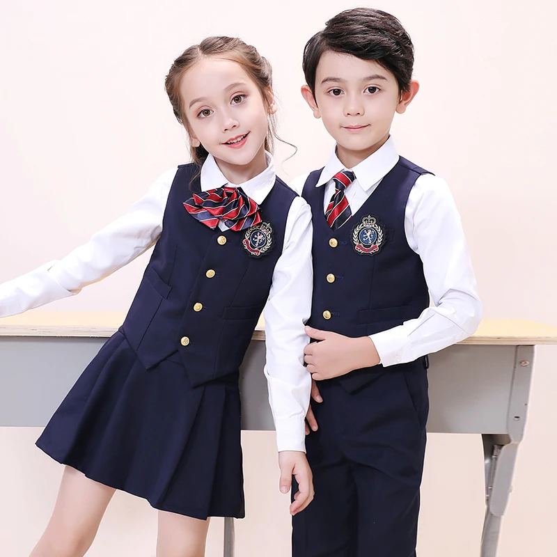 Korean Style Best Quality School Uniform Vest Sweater Suit Child Dress