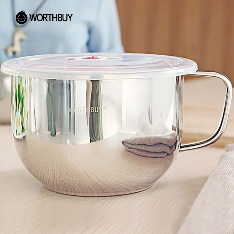 WORTHBUY 304 нержавеющая сталь мгновенная супница японский рамен миска с крышкой