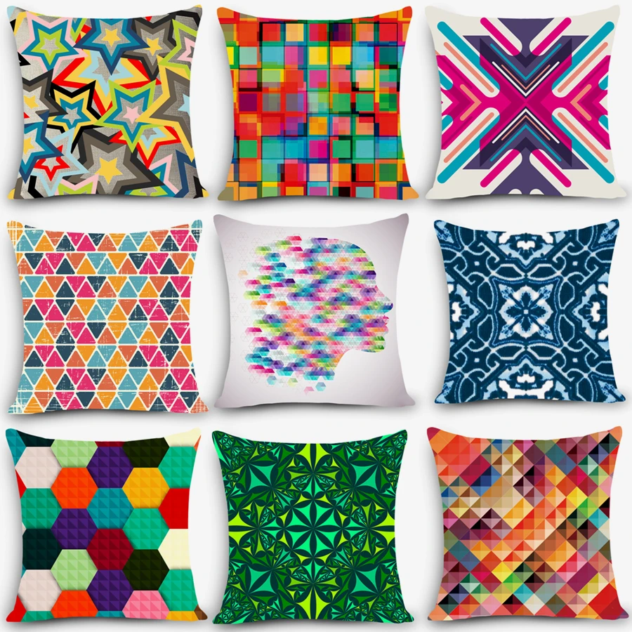

Cheap car seat linen throw pillow Nordic Vintage outdoor chair cushions home decorative pillow Symphony geometric pillowcase J6