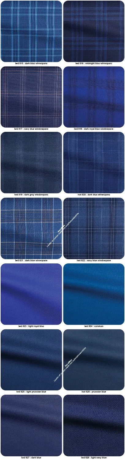 Luxury Navy Plaid Suit Men Custom Made Wool Blend Business Suits With Bemberg Lining,Bespoke Tailore Casual Windowpane Blue Suit