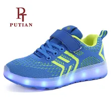 

PU TIAN USB Charging Colorful LED Shoes With Light Up Unisex Boys Girls Luminous Lighted Sneakers Flashing Glowing Sport Shoes