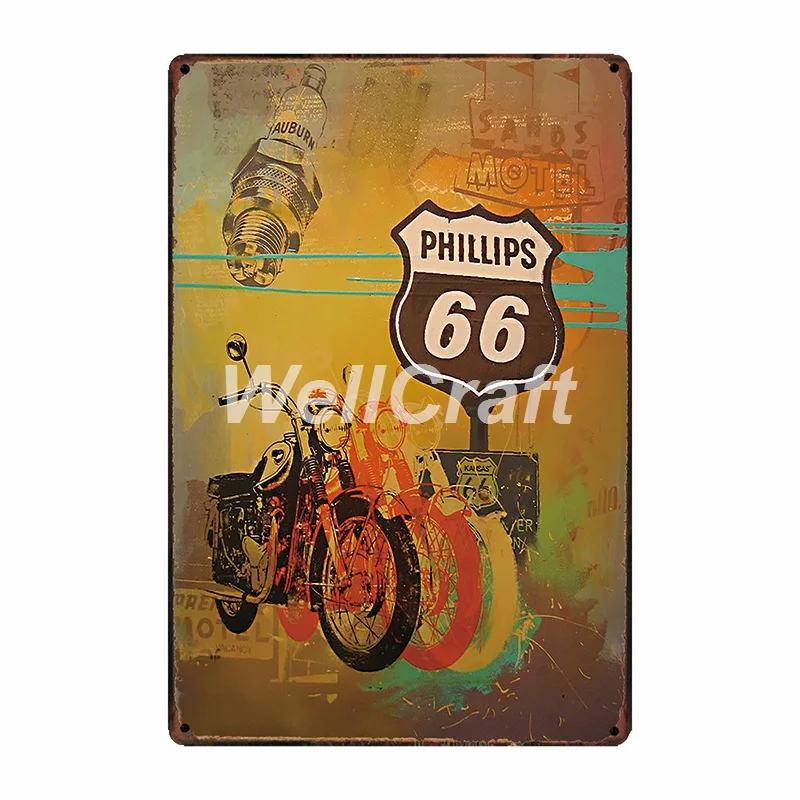 [WellCraft] Route 66 LIVE TO RIDE Motor oil металлические знаки настенный плакат декор для интернет