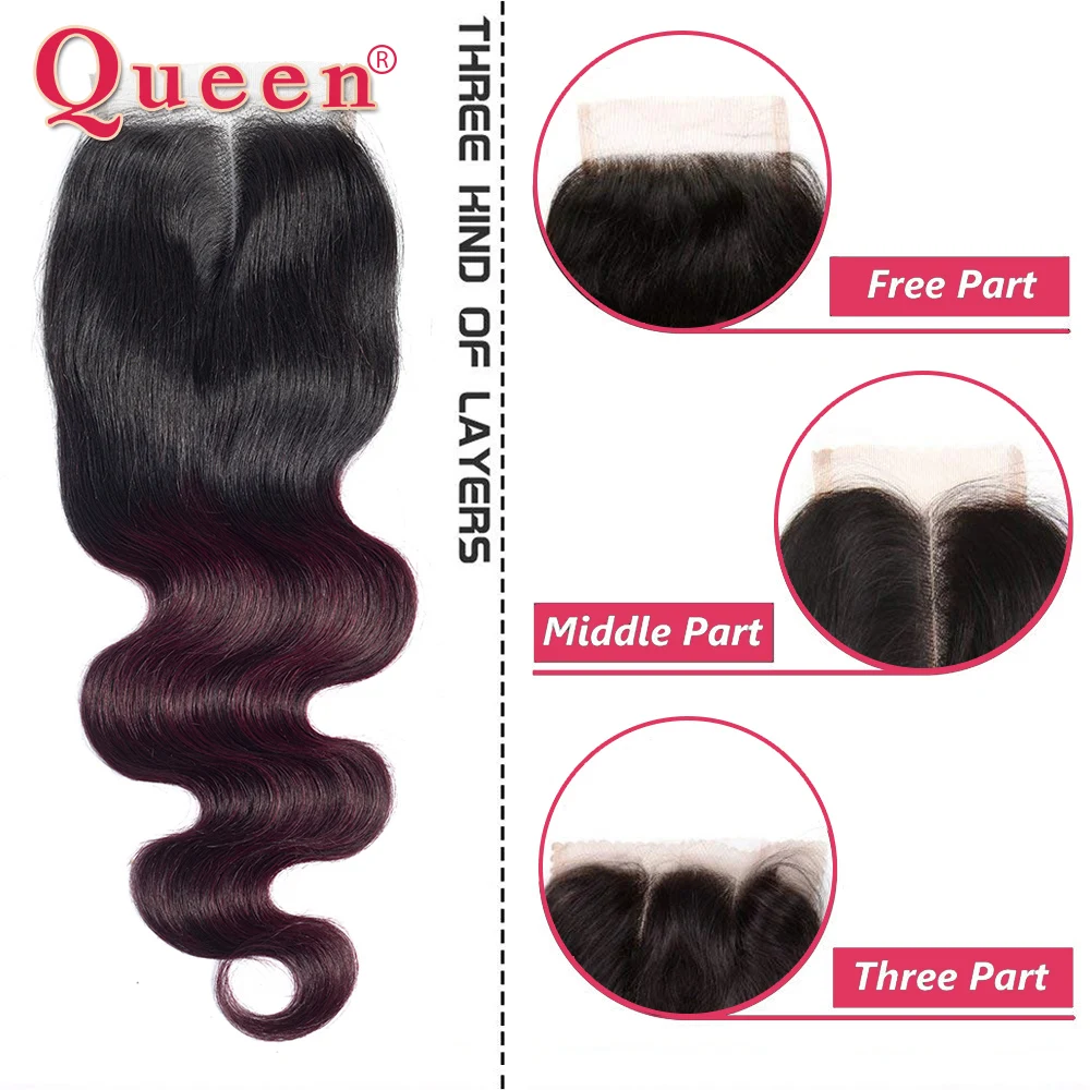 Queen hair Products бразильские пучки с закрытием Remy hair B/99J двухцветные Омбре человеческие волосы для тела плетение 3/4 пучков с закрытием