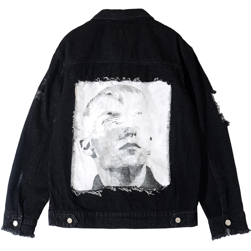 

Summer 2018 New Hip Hop Character Patch jeans Jacket Men Dropshipping