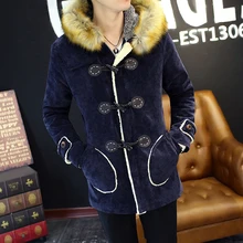 Winter 2016 Warm Plus Velvet Hooded Down Jacket Korean Slim Fur Collar Stylish Mens Jackets and