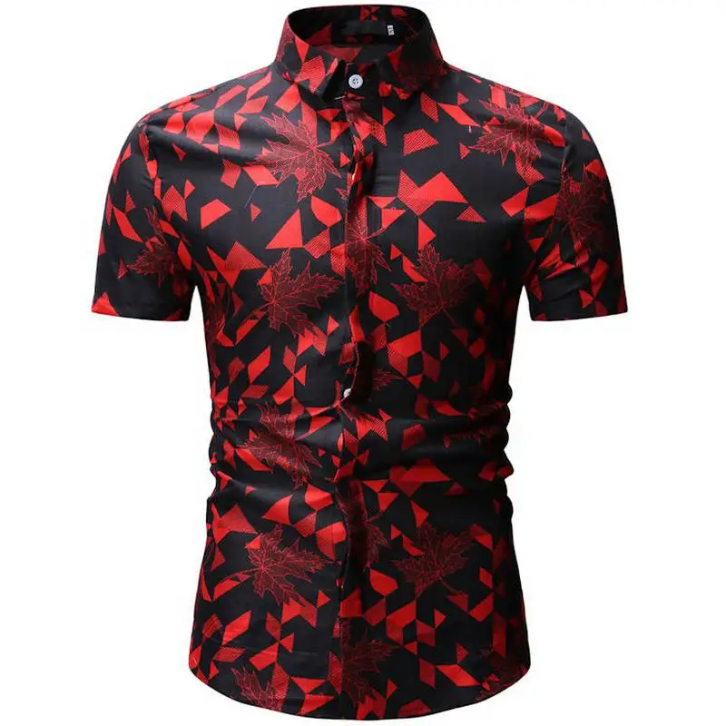 2019 новые летние мужские с коротким рукавом пляжный Гавайские рубашки Повседневное цветочный стандартные для рубашек плюс Размеры 3XL
