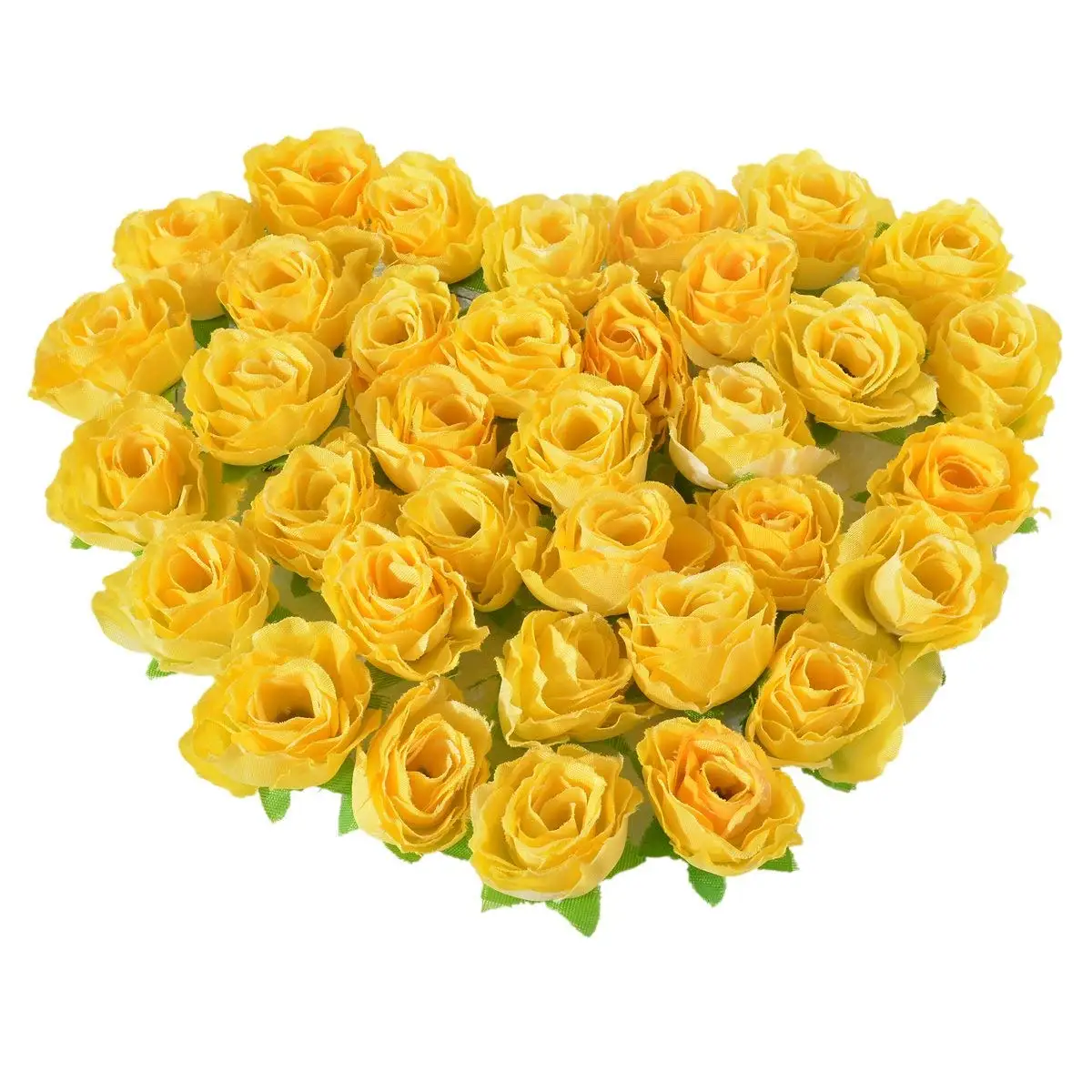 Yellow Fabric Silk Artificial Rose Flower Heads for Decoration Pack of 50pcs | Дом и сад