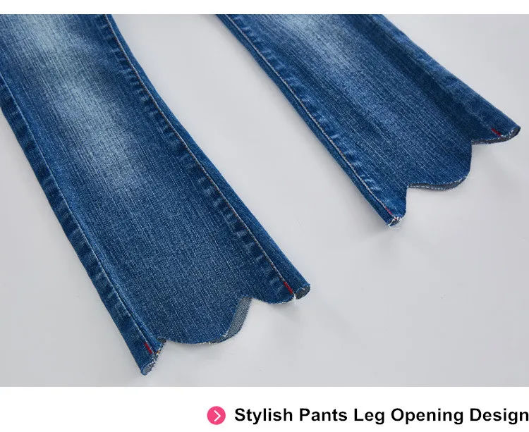 Kids Girls Flower Embroidery Blue Flared Jeans 22