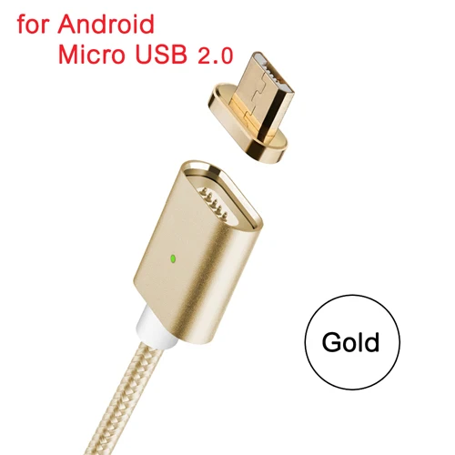Магнитный телефонный кабель Android type-C Micro USB для Xiaomi 9 Google Pixel 3A huawei P20pro mate 10lite LG G7 Магнитный кабель для зарядки - Цвет: Gold For Micro 2.0
