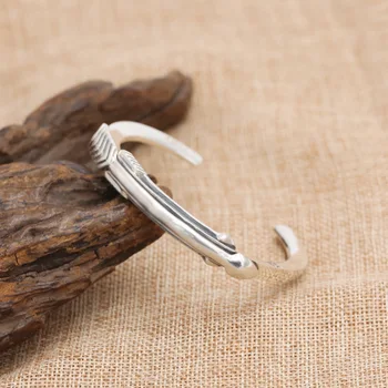 

Factory Wholesale S925 Sterling Silver Thai Simple Smooth Men's Open Ended Bangle Cody Bow Popular Bangle