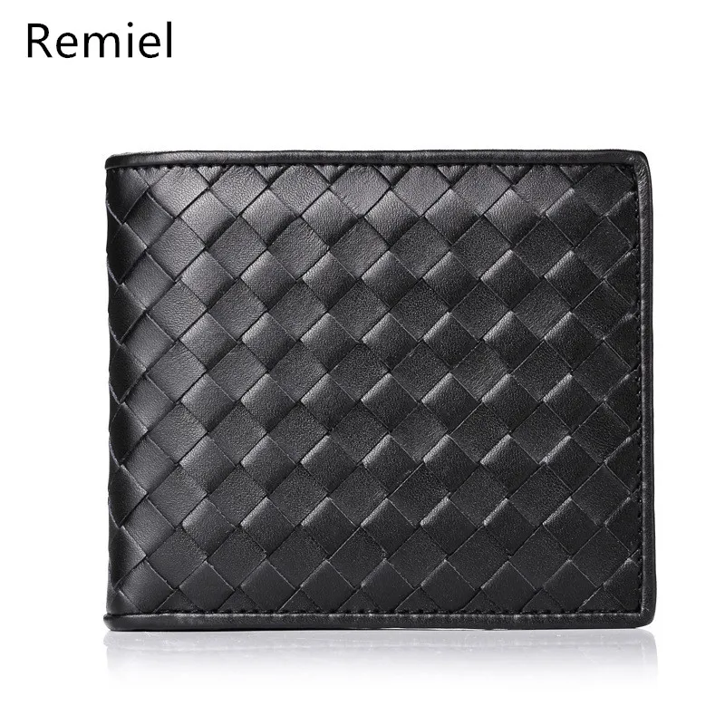 weave wallet genuine leather wallet knitting cow leather short wallet