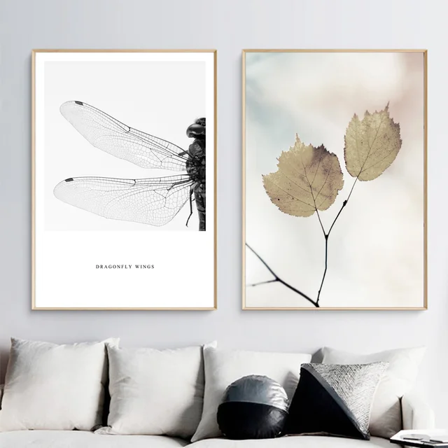 Dragonfly Leaf Quotes Animal Nordic Posters  2