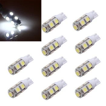 

10 X T10 W5W LED Bulb 9 SMD LED White 5050 194 168 Super Bright wedge Lights bulbs Lamps 12V