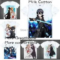 2015 Sword Art Online Kirito Kazuto Kirigaya, футболка, аниме, японская анимация, новинка, летняя мужская футболка, одежда для косплея - изображение