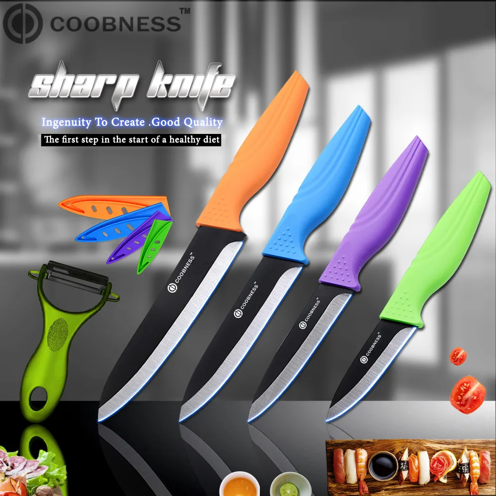 COOBNESS ABS + TPR ручка циркониевый керамический нож острый и 3 &quot4&quot 5 &quot6&quot Кухонные