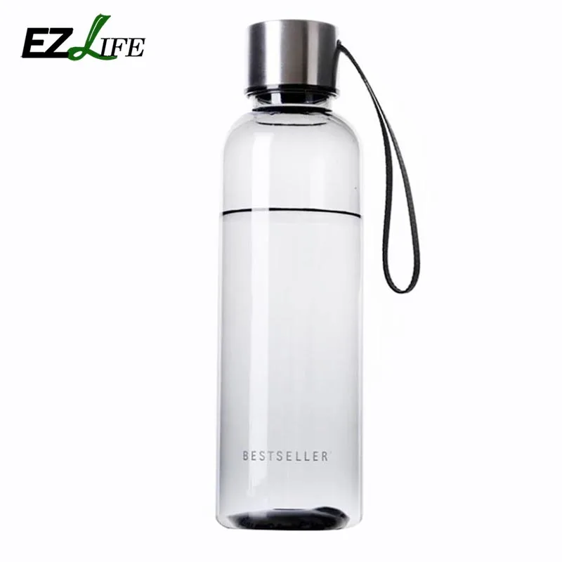 

1pc Portable Leakproof 500ml Black Water bottle High-end Matte Riding Bicycle With Rope Tritan PC&Metal Drinking EZLIFE HD0147