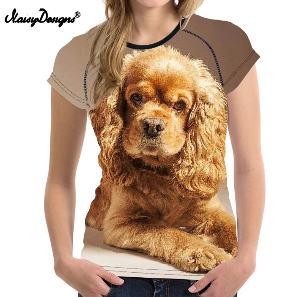 NoisyDesigns camisetas con estampado de perro Cocker Spaniel 3D para mujer, de manga corta con estilo para Harajuku|Camisetas| - AliExpress
