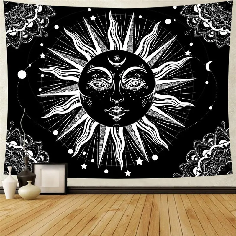 Психоделический черный солнце бог Аполлон бохо стиль Астрология гобелен Ouija волшебное колдовство загадочное ясное гадание Wandkleed - Цвет: 6