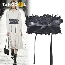 Черные кружевные широкие корсетные ремни для женщин, белый пояс с высокой талией для платья, нейлоновые винтажные ремни cinturon mujer Y01
