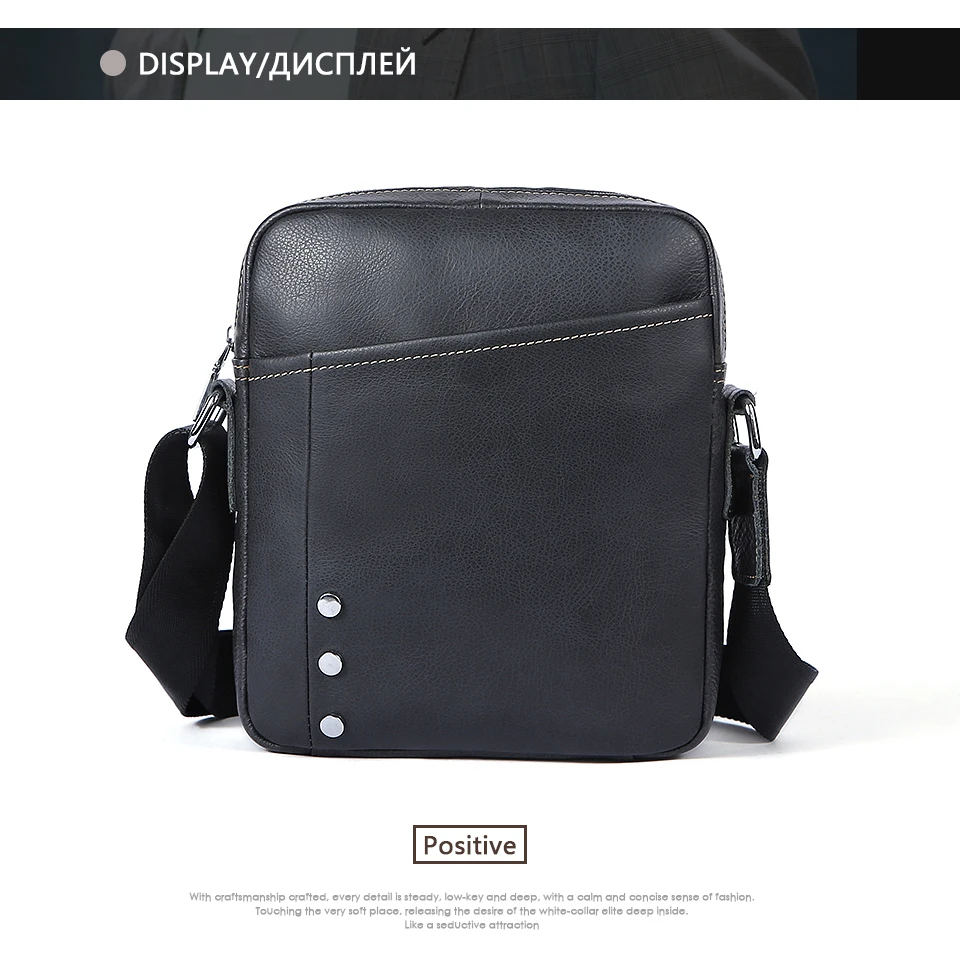 Black Leather Shoulder Bag Male Genuine Leather Men Bags Casual Crossbody Bags (11)