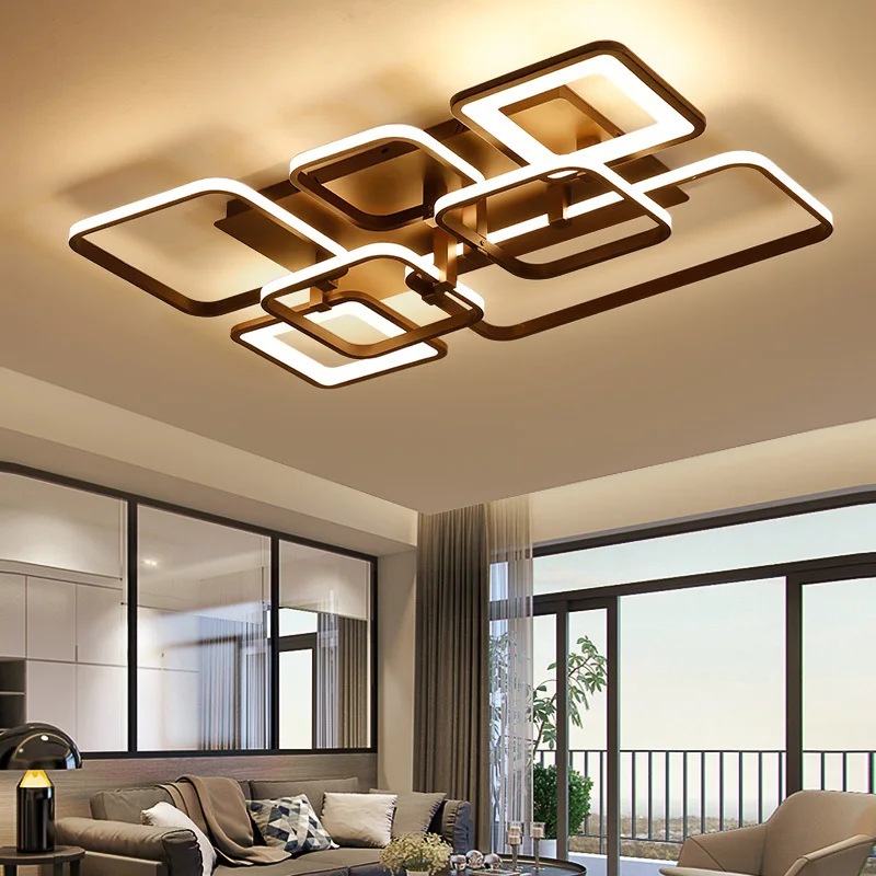 

Rectangle Modern led ceiling lights For Living room Bedroom study room plafon white/Brown finished home lighting ceiling lamp