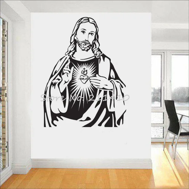 the heart of jesus christ portrait wall stickers home decor living