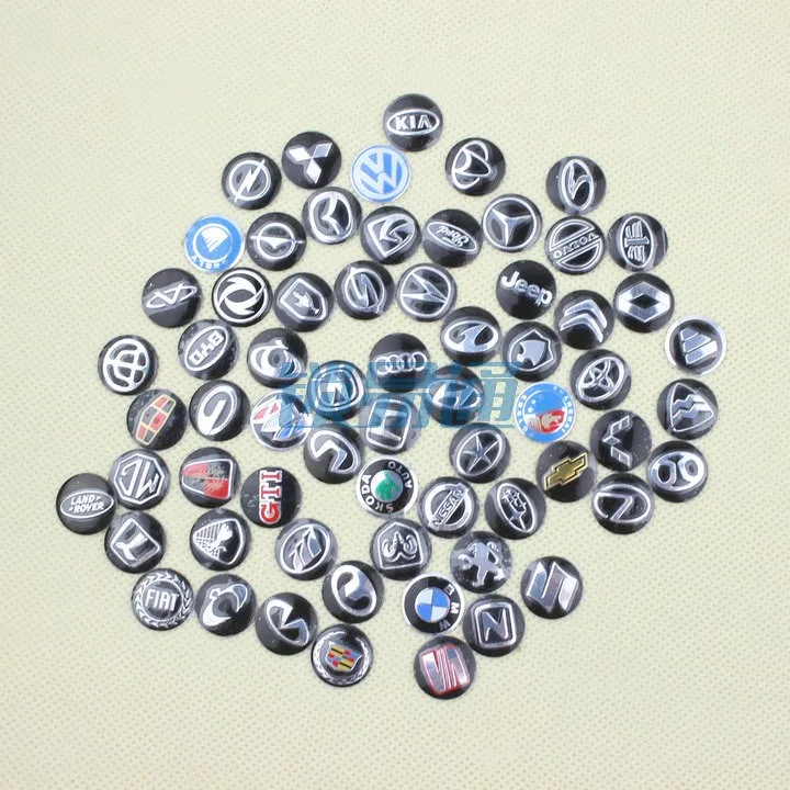 100pcs/lot Car key Metal logo Folding key logo sticker 14mm 15mm Auto