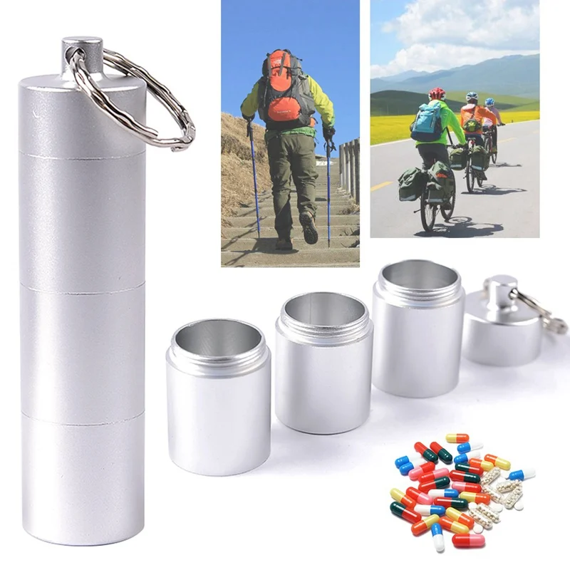 Convenient Portable Waterproof Medicine Pill Container Aluminum Case