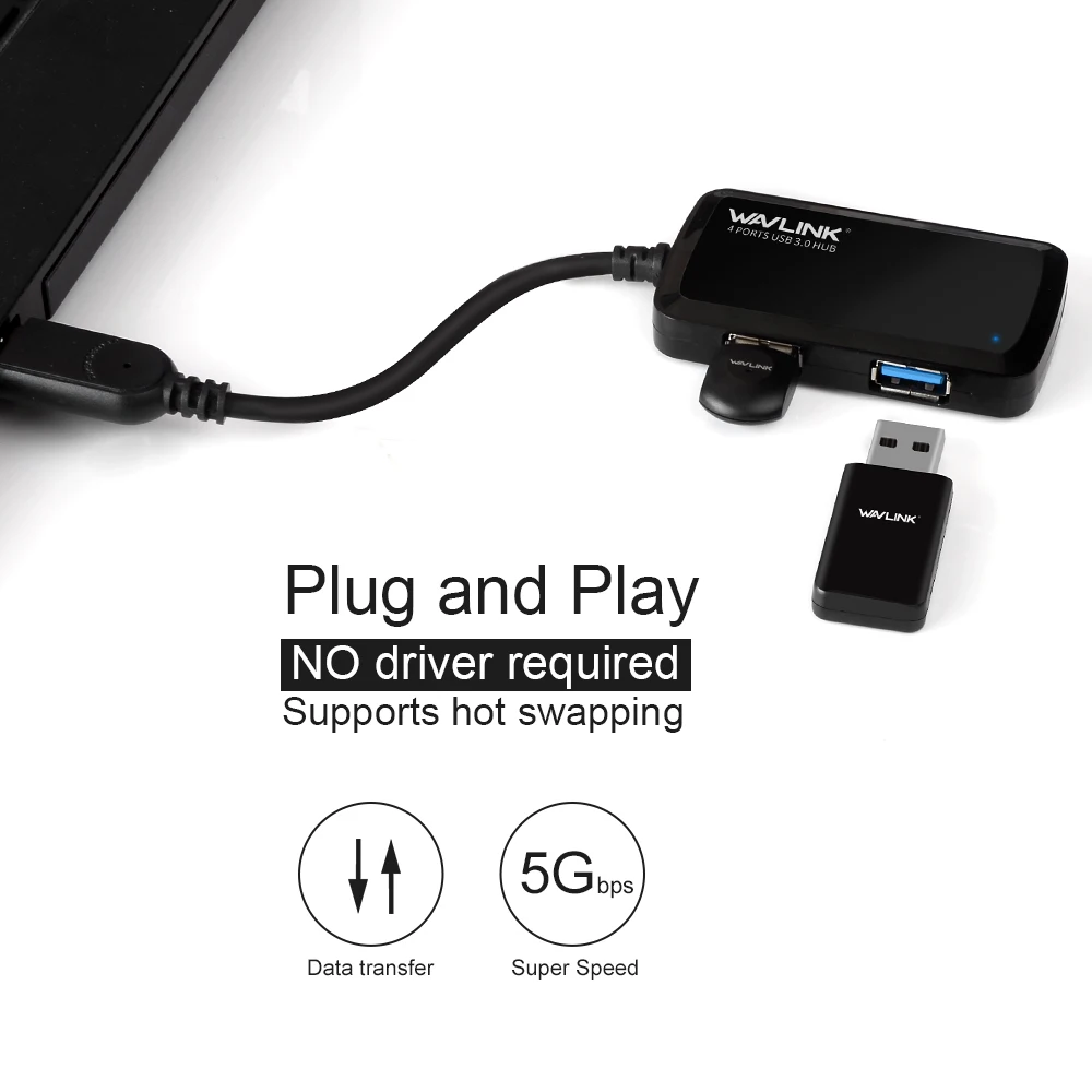Wavlink USB 3 0 концентратор 4 порта Высокоскоростной 5 Гбит/с переходник разветвитель