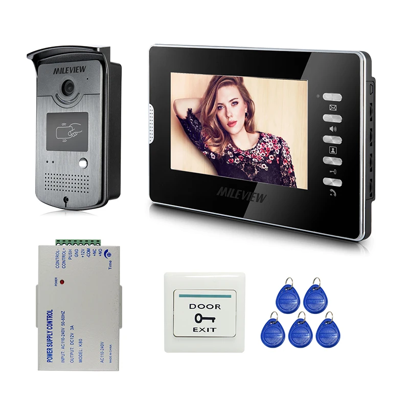 

Wired 7" Color Screen Video Door Phone Intercom Doorbell System + RFID Access Doorbell Camera + Power Controller FREE SHIPPING