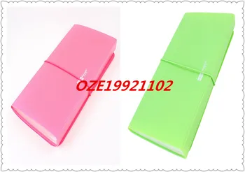 

1PCS Stretchy Strap Closure 13 Slots File Folder Contracts Holder Green/Fuchsia w Lables