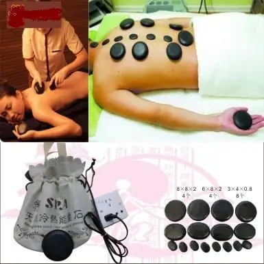 

Massage hot stone massage lava Natural Energy massage stone set hot spa rock basalt stone massage with heater bag 220V EU plug