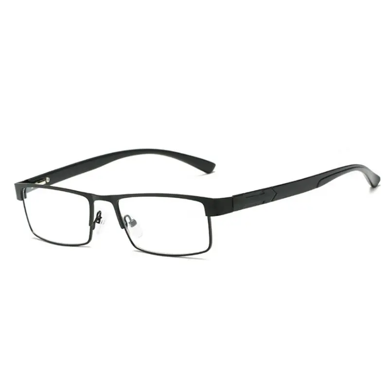 1 шт унисекс Мужчины Женщины Металл прямоугольник Анти-усталость очки для чтения Пресбиопия очки+ 1,0-+ 4,0 опционально - Цвет оправы: Черный