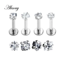 1,2x8x3 мм 16 г золото Титан анодированного внутренней резьбой контакт Топ Gem лабретка Пирсинг губ циркон губная кольцо козелка серьги