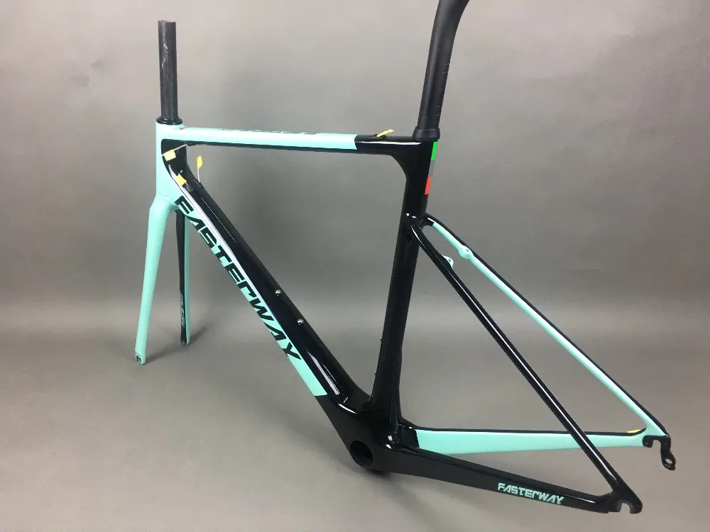 Top light blue 2018 TAIWAN FASTERWAY classic carbon road frameset UD weaves carbon bike frame:Frameset+Seatpost+Fork+Clamp+Headset 22