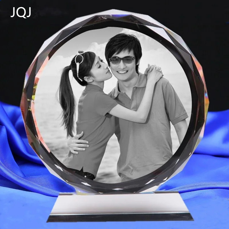JQJ Customized Crystal Photo Frame DIY Laser Engraved Handprint Frames For Wedding Love Picture