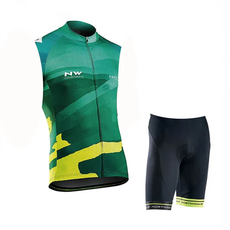 

NW 2018 Summer Cycling Jersey Set sleeveless Men bicycle Triathlon Clothes 9D GEL Pad MTB Bike Cycling Clothing Ropa Ciclismo