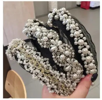 

Handmade beaded women buckle hair accessories retro light luxury hairbands
