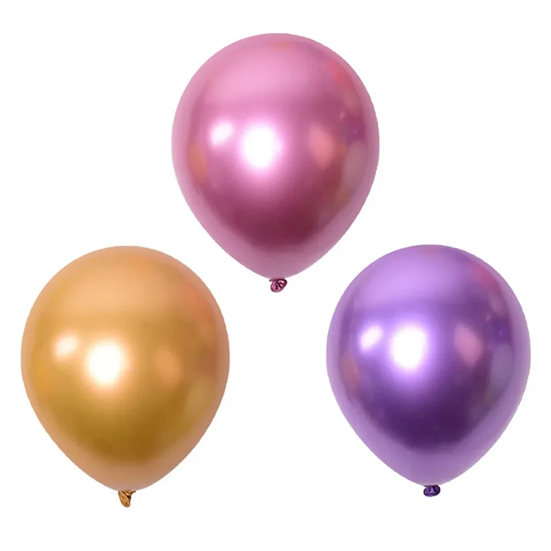 50pcs 12inch New Chrome Metallic Latex Balloons Thick Metallic Globos Inflatable Air Balloon Birthday Party Decoration Ballons