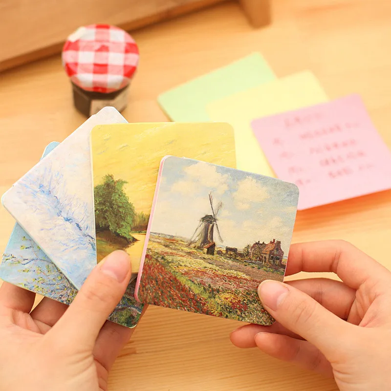 

Beautiful Landscape Oil Painting Pastoral Scenery Sticky Notes Hot Adhesive Memo Pad Cute Planner Stickers Paper Bookmarks