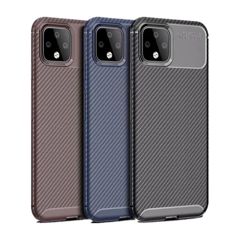 Business Style Case For Gogle Pixel 4 XL 3A Carbon Fiber Pattern Anti-Drop TPU Cover |
