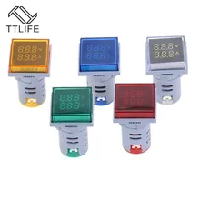 TTLIFE квадратный светодиодный цифровой двойной дисплей Вольтметр и амперметр измеритель напряжения измеритель тока переменного тока 60-500 В 0-100A электрические компоненты
