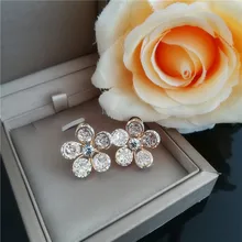 Ajoдрагоценность, Нежные Большие циркониевые цветочные серьги, клипсы, серьги-гвоздики для женщин,, модный подарок