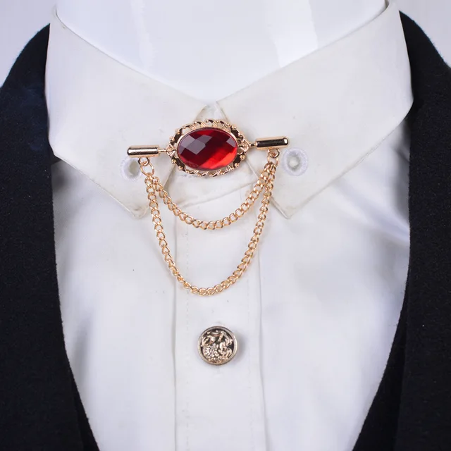 Crystal brooch tassel collar long chain brooch open shirt pin shawl