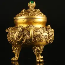 Китайский дракон из латуни курильница с нефритовым жемчугом крышка шарика xuan de mark